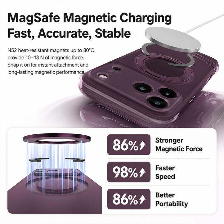 Custodia per telefono QN2 antiurto magnetica con airbag, delicata sulla pelle e con supporto girevole a 360°., For iPhone 18 Pro, For iPhone 18 Pro Max, For iPhone 17 Pro Max, For iPhone 17 Pro