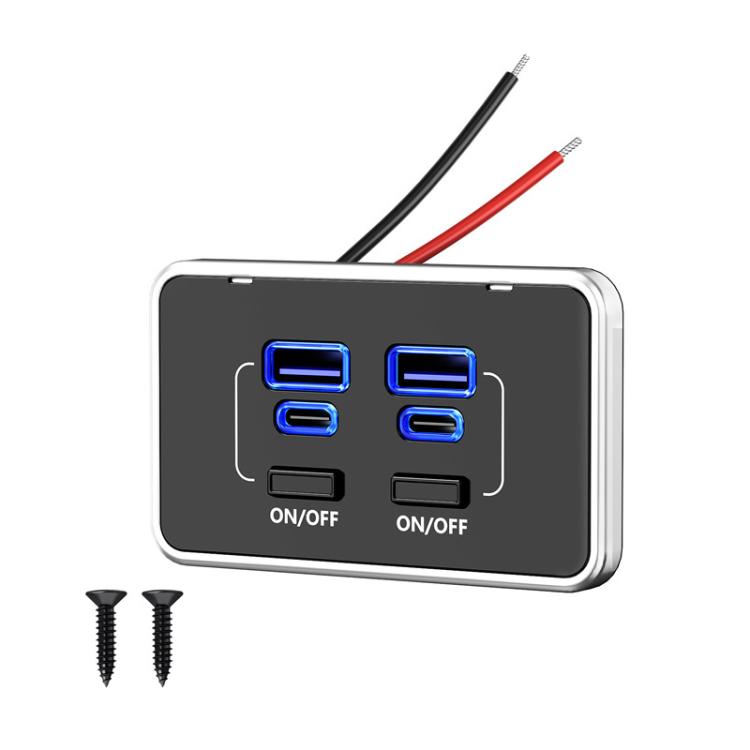 Caricabatterie da auto USB-C a 4 porte per modifiche auto e ricarica rapida, 4 Ports