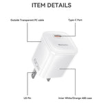 Caricabatterie trasparente Yesido YC27U AVS da 40-60 W con interfaccia USB-C/Type-C., YC27U US Plug
