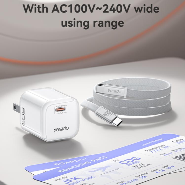 Caricabatterie trasparente Yesido YC27U AVS da 40-60 W con interfaccia USB-C/Type-C., YC27U US Plug