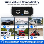 Caricabatterie per auto a doppia porta con ricarica rapida QC3.0+PD3.0., Dual Ports(Black with Silver Border), Dual Ports(Black with Black Border)
