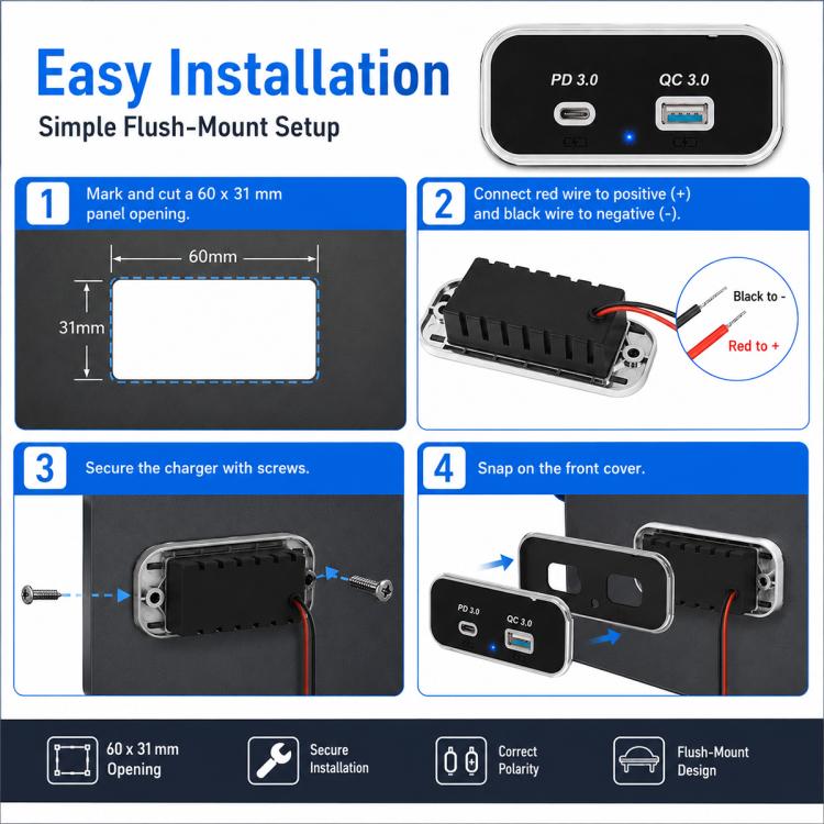 Caricabatterie per auto a doppia porta con ricarica rapida QC3.0+PD3.0., Dual Ports(Black with Silver Border), Dual Ports(Black with Black Border)