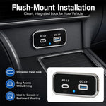 Caricabatterie per auto a doppia porta con ricarica rapida QC3.0+PD3.0., Dual Ports(Black with Silver Border), Dual Ports(Black with Black Border)