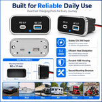 Caricabatterie per auto a doppia porta con ricarica rapida QC3.0+PD3.0., Dual Ports(Black with Silver Border), Dual Ports(Black with Black Border)