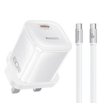 Caricabatterie Yesido YC161 trasparente con interfaccia USB-C/Type-C da 40-60 W e tecnologia AVS., UK Plug