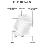Caricabatterie Yesido YC161 trasparente con interfaccia USB-C/Type-C da 40-60 W e tecnologia AVS., UK Plug