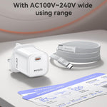Caricabatterie Yesido YC161 trasparente con interfaccia USB-C/Type-C da 40-60 W e tecnologia AVS., UK Plug