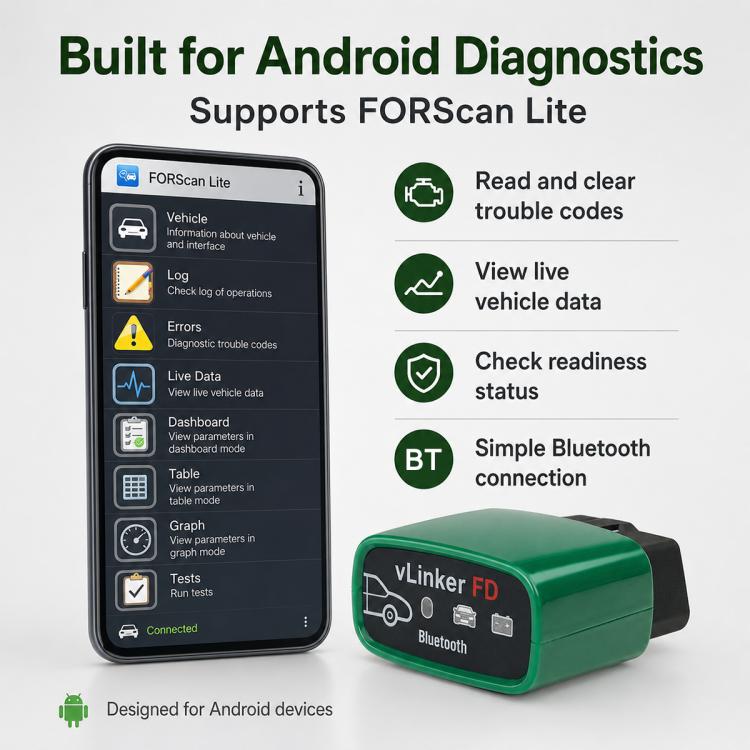 VLINKER FD + V2.2 Rilevatore di diagnosi guasti auto Bluetooth 3.0, FD + V2.2 Bluetooth 3.0
