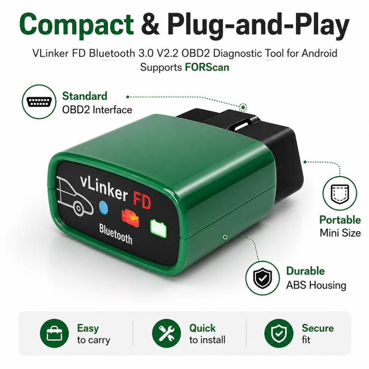 VLINKER FD + V2.2 Rilevatore di diagnosi guasti auto Bluetooth 3.0, FD + V2.2 Bluetooth 3.0