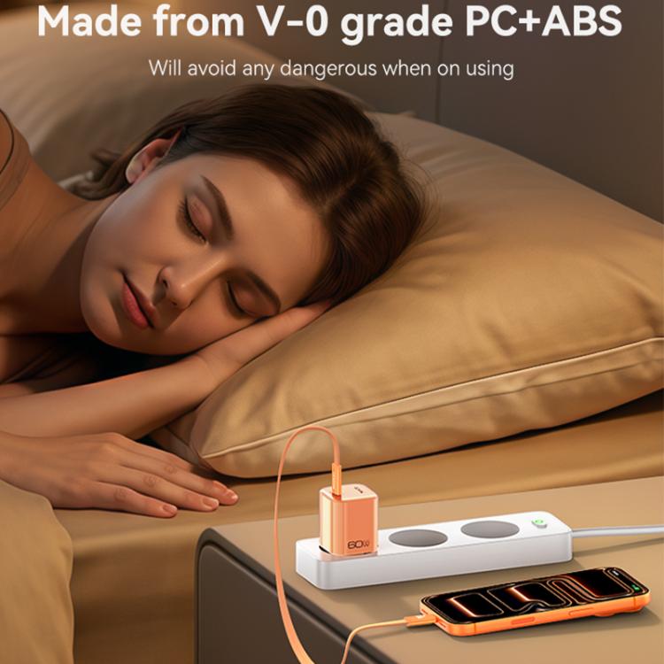 Caricabatterie Yesido YC117 trasparente con interfaccia USB-C/Type-C da 40-60 W e tecnologia AVS., EU Plug