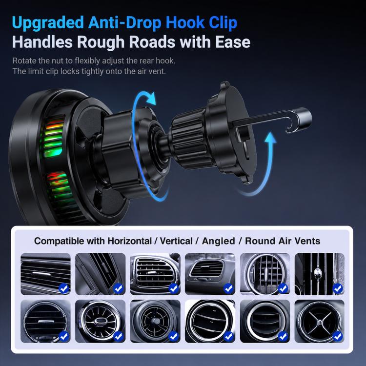 Supporto per auto con presa d'aria, caricabatterie wireless rapido a raffreddamento magnetico da 25 W., S32 Pro