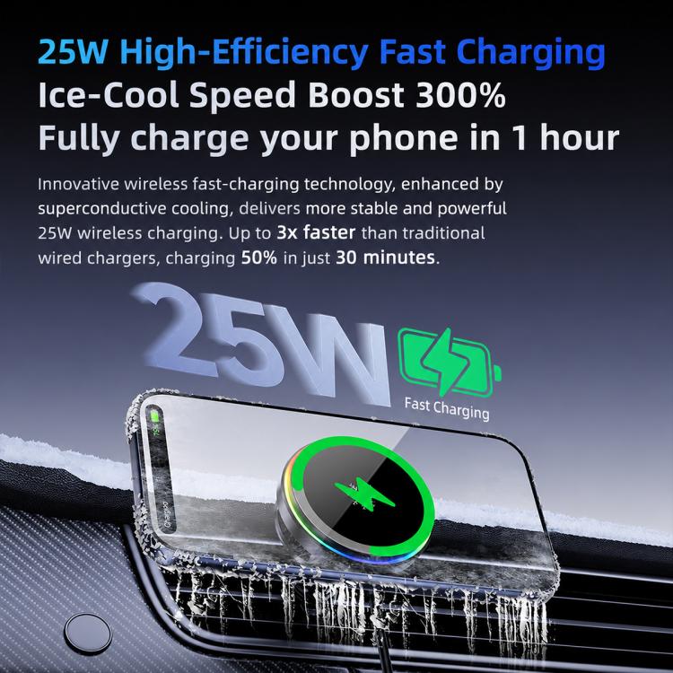 Supporto per auto con presa d'aria, caricabatterie wireless rapido a raffreddamento magnetico da 25 W., S32 Pro