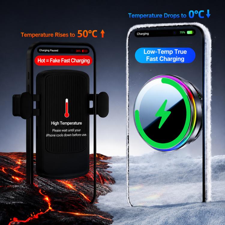 Supporto per auto con presa d'aria, caricabatterie wireless rapido a raffreddamento magnetico da 25 W., S32 Pro