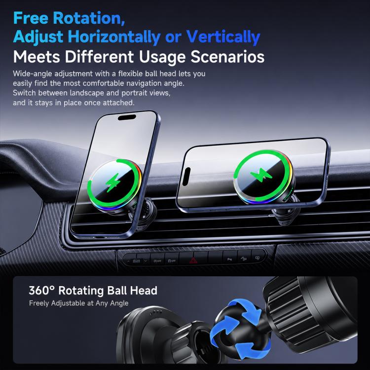 Supporto per auto con presa d'aria, caricabatterie wireless rapido a raffreddamento magnetico da 25 W., S32 Pro