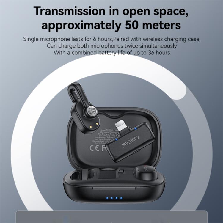 Microfono lavalier Yesido KR24 con riduzione del rumore AI e ricevitore a 8 pin., KR24