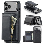 Fierre Shann Oil Wax Vegan Leather Magnetic Card Holder Retro Phone Case, For iPhone 17e / 16e, For iPhone 17 Pro Max, For iPhone 17 Pro, For iPhone 17