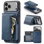Fierre Shann Oil Wax Vegan Leather Magnetic Card Holder Retro Phone Case, For iPhone 17e / 16e, For iPhone 17 Pro Max, For iPhone 17 Pro, For iPhone 17