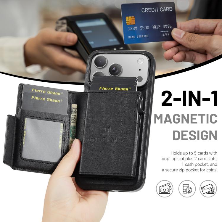 Custodia portafoglio in pelle vegana con supporto per iPhone 17e e 16e