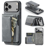 Fierre Shann Oil Wax Vegan Leather Magnetic Card Holder Retro Phone Case, For iPhone 17e / 16e, For iPhone 17 Pro Max, For iPhone 17 Pro, For iPhone 17