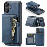 Fierre Shann Oil Wax Vegan Leather Magnetic Card Holder Retro Phone Case, For iPhone 17e / 16e, For iPhone 17 Pro Max, For iPhone 17 Pro, For iPhone 17
