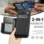 Fierre Shann Oil Wax Vegan Leather Magnetic Card Holder Retro Phone Case, For iPhone Air, For iPhone 16 Pro Max, For iPhone 16 Pro, For iPhone 16 Plus