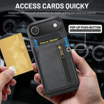 Fierre Shann Oil Wax Vegan Leather Magnetic Card Holder Retro Phone Case, For iPhone Air, For iPhone 16 Pro Max, For iPhone 16 Pro, For iPhone 16 Plus