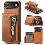 Fierre Shann Oil Wax Vegan Leather Magnetic Card Holder Retro Phone Case, For iPhone Air, For iPhone 16 Pro Max, For iPhone 16 Pro, For iPhone 16 Plus