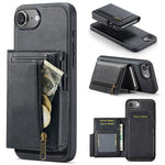 Fierre Shann Oil Wax Vegan Leather Magnetic Card Holder Retro Phone Case, For iPhone 17e / 16e, For iPhone 17 Pro Max, For iPhone 17 Pro, For iPhone 17