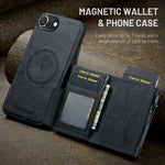 Fierre Shann Oil Wax Vegan Leather Magnetic Card Holder Retro Phone Case, For iPhone 17e / 16e, For iPhone 17 Pro Max, For iPhone 17 Pro, For iPhone 17