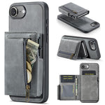 Fierre Shann Oil Wax Vegan Leather Magnetic Card Holder Retro Phone Case, For iPhone 17e / 16e, For iPhone 17 Pro Max, For iPhone 17 Pro, For iPhone 17