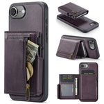 Fierre Shann Oil Wax Vegan Leather Magnetic Card Holder Retro Phone Case, For iPhone 17e / 16e, For iPhone 17 Pro Max, For iPhone 17 Pro, For iPhone 17