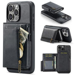 Fierre Shann Oil Wax Vegan Leather Magnetic Card Holder Retro Phone Case, For iPhone Air, For iPhone 16 Pro Max, For iPhone 16 Pro, For iPhone 16 Plus