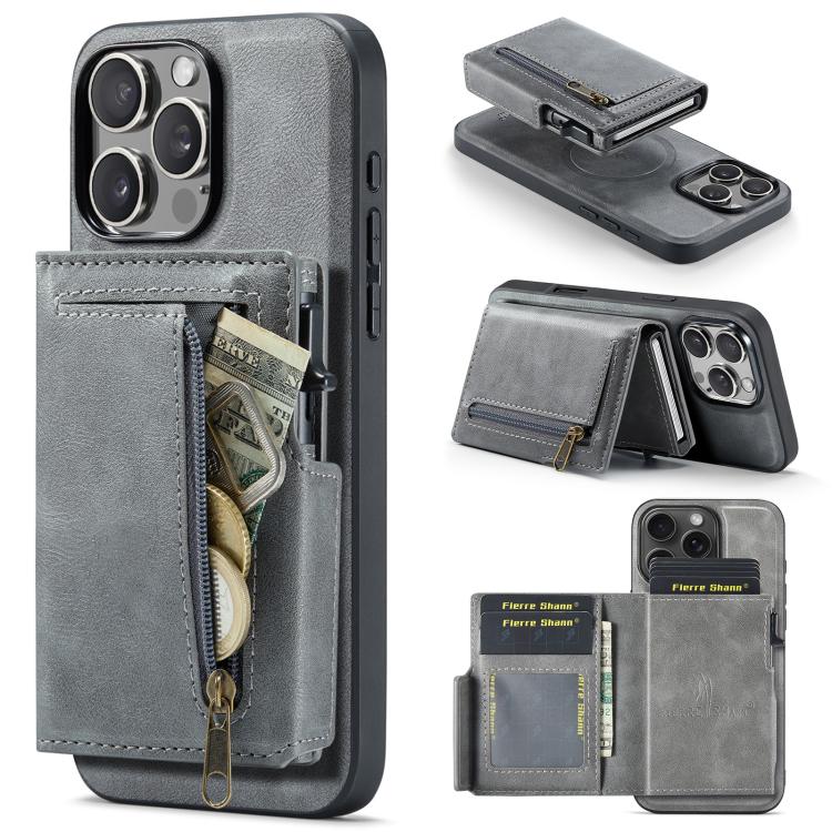 Fierre Shann Oil Wax Vegan Leather Magnetic Card Holder Retro Phone Case, For iPhone Air, For iPhone 16 Pro Max, For iPhone 16 Pro, For iPhone 16 Plus