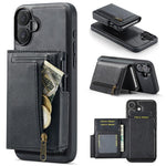 Fierre Shann Oil Wax Vegan Leather Magnetic Card Holder Retro Phone Case, For iPhone 16, For iPhone 15 Pro Max, For iPhone 15 Pro, For iPhone 15 Plus / 14 Plus