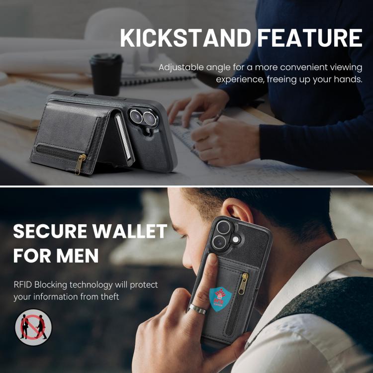 Fierre Shann Oil Wax Vegan Leather Magnetic Card Holder Retro Phone Case, For iPhone 16, For iPhone 15 Pro Max, For iPhone 15 Pro, For iPhone 15 Plus / 14 Plus