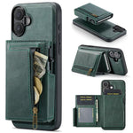 Fierre Shann Oil Wax Vegan Leather Magnetic Card Holder Retro Phone Case, For iPhone 16, For iPhone 15 Pro Max, For iPhone 15 Pro, For iPhone 15 Plus / 14 Plus