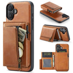 Fierre Shann Oil Wax Vegan Leather Magnetic Card Holder Retro Phone Case, For iPhone 16, For iPhone 15 Pro Max, For iPhone 15 Pro, For iPhone 15 Plus / 14 Plus