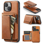 Fierre Shann Oil Wax Vegan Leather Magnetic Card Holder Retro Phone Case, For iPhone 16, For iPhone 15 Pro Max, For iPhone 15 Pro, For iPhone 15 Plus / 14 Plus