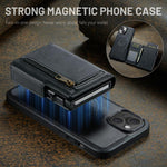 Fierre Shann Oil Wax Vegan Leather Magnetic Card Holder Retro Phone Case, For iPhone 15, For iPhone 14 / 13, For iPhone 14 Pro, For iPhone 14 Pro Max