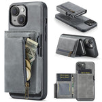 Fierre Shann Oil Wax Vegan Leather Magnetic Card Holder Retro Phone Case, For iPhone 15, For iPhone 14 / 13, For iPhone 14 Pro, For iPhone 14 Pro Max