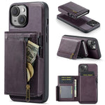 Fierre Shann Oil Wax Vegan Leather Magnetic Card Holder Retro Phone Case, For iPhone 15, For iPhone 14 / 13, For iPhone 14 Pro, For iPhone 14 Pro Max