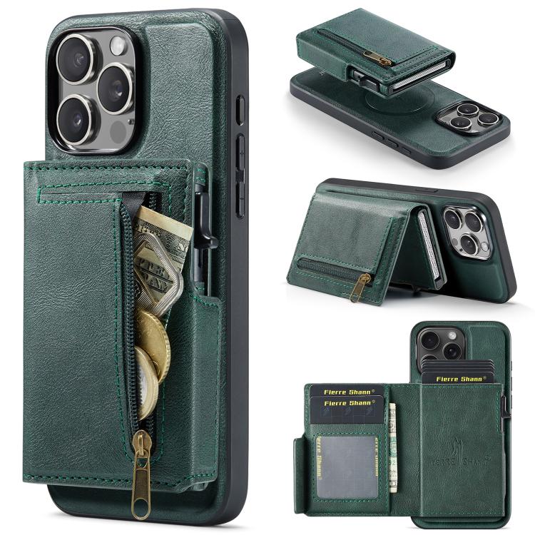 Fierre Shann Oil Wax Vegan Leather Magnetic Card Holder Retro Phone Case, For iPhone 15, For iPhone 14 / 13, For iPhone 14 Pro, For iPhone 14 Pro Max
