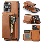 Fierre Shann Oil Wax Vegan Leather Magnetic Card Holder Retro Phone Case, For iPhone 13 Pro Max, For iPhone 13 Pro, For iPhone 12 / 12 Pro, For iPhone 12 Pro Max