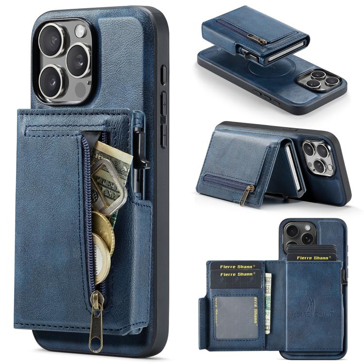 Fierre Shann Oil Wax Vegan Leather Magnetic Card Holder Retro Phone Case, For iPhone 13 Pro Max, For iPhone 13 Pro, For iPhone 12 / 12 Pro, For iPhone 12 Pro Max