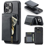 Fierre Shann Oil Wax Vegan Leather Magnetic Card Holder Retro Phone Case, For iPhone 13 Pro Max, For iPhone 13 Pro, For iPhone 12 / 12 Pro, For iPhone 12 Pro Max