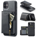 Fierre Shann Oil Wax Vegan Leather Magnetic Card Holder Retro Phone Case, For iPhone 11 Pro Max, For iPhone 11, For iPhone 11 Pro