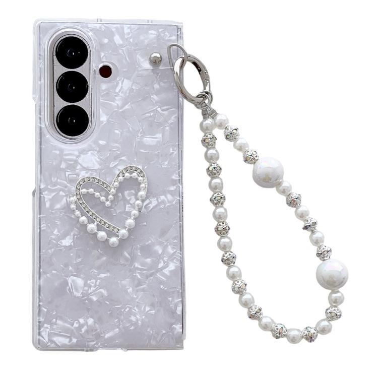 Custodia per telefono fai da te con motivo a conchiglia e braccialetto dell'amore, For Galaxy Z Fold8 Ultra 5G