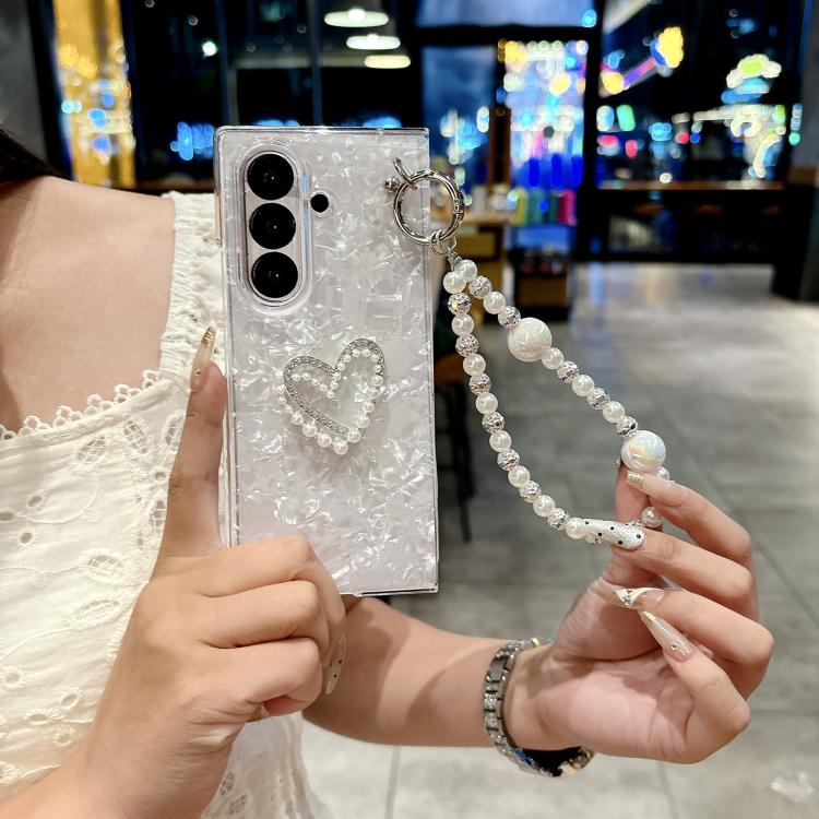 Custodia per telefono fai da te con motivo a conchiglia e braccialetto dell'amore, For Galaxy Z Fold8 Ultra 5G