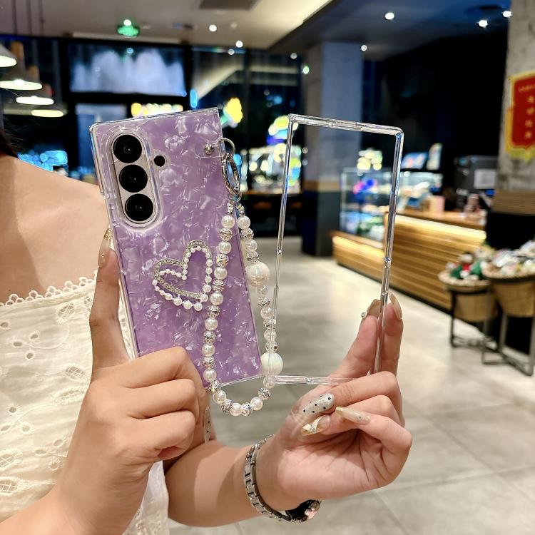 Custodia per telefono fai da te con motivo a conchiglia e braccialetto dell'amore, For Galaxy Z Fold8 Ultra 5G