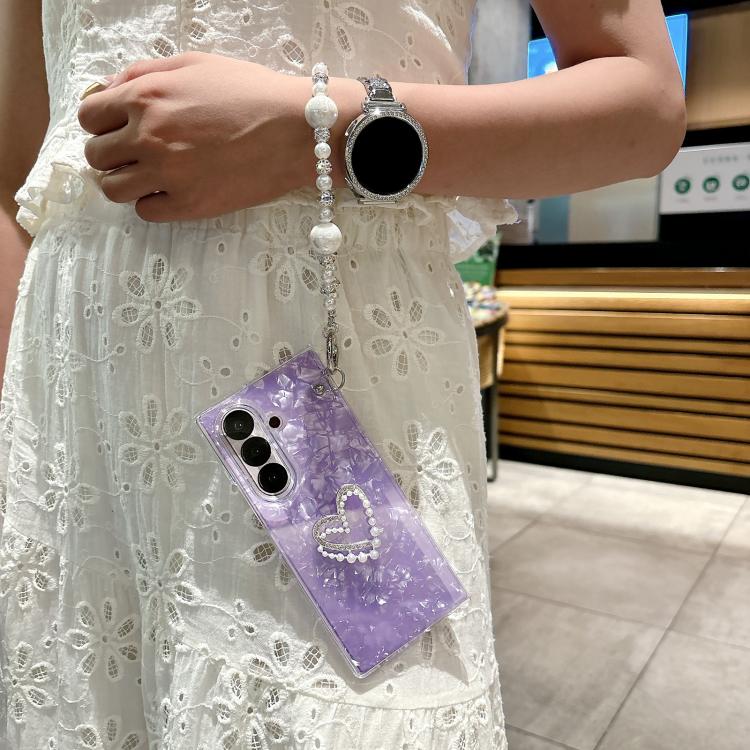 Custodia per telefono fai da te con motivo a conchiglia e braccialetto dell'amore, For Galaxy Z Fold8 Ultra 5G